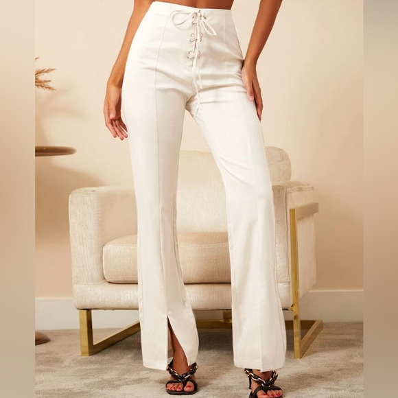 SHEIN Pants - Shein Cream Flare Pants M (6)